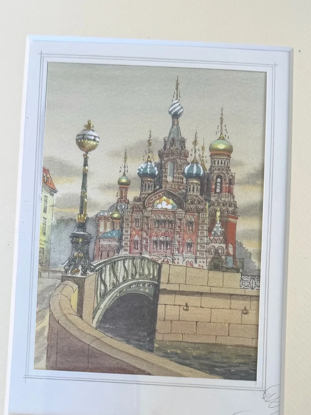 Historic Church of the Savior on Spilled Blood watercolor painting- framed